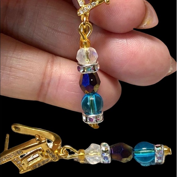 🦋✨dangle earring with crystals and blue apatite stones-pretty - Picture 5 of 12